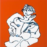 on the edge of us is a small line strips for chips by Tom Polo contemporary artwork painting