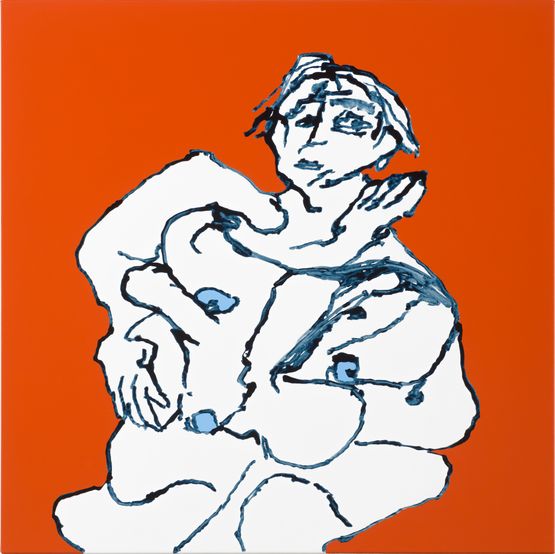 on the edge of us is a small line strips for chips by Tom Polo contemporary artwork Painting