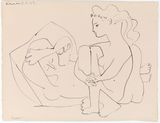 Jeunes Femmes nues reposant by Pablo Picasso contemporary artwork drawing print