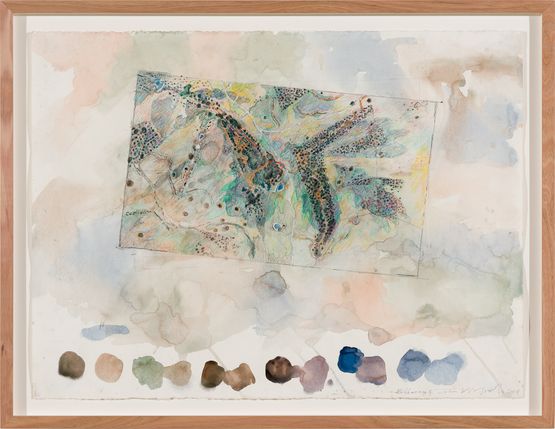Study for chains of ponds and contour banks Bibbaringa 4 by John Wolseley contemporary artwork Painting