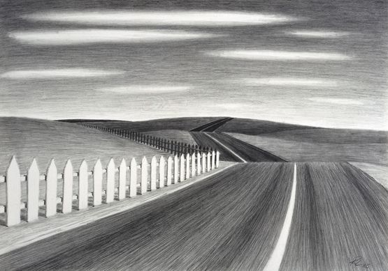 Picket Landscape by Robin Lowe contemporary artwork Drawing