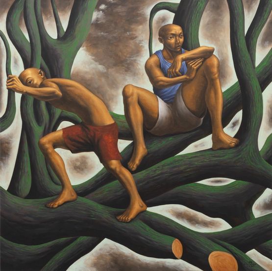 Guardian of the Trees by Elmer Borlongan contemporary artwork Painting