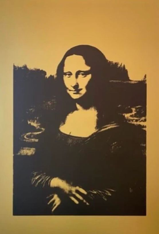 Mona Lisa 4 Black on Gold by Sunday B. Morning  Andy Warhol contemporary artwork Print