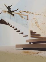 Shit Mom on Rail Partition Play by Tala Madani contemporary artwork painting