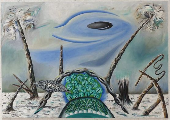 Hellblaue Wolke Horizont 14 by Hartmut Neumann contemporary artwork Painting