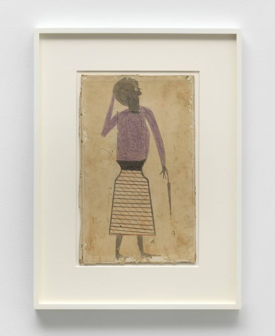 Untitled woman with purple shirt by Bill Traylor contemporary artwork Works on Paper