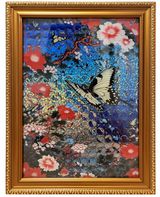 Golden Wings Over Hibiscus Syriacus Heights - Living in a radiant world by Saeko Ehara contemporary artwork painting print works on paper