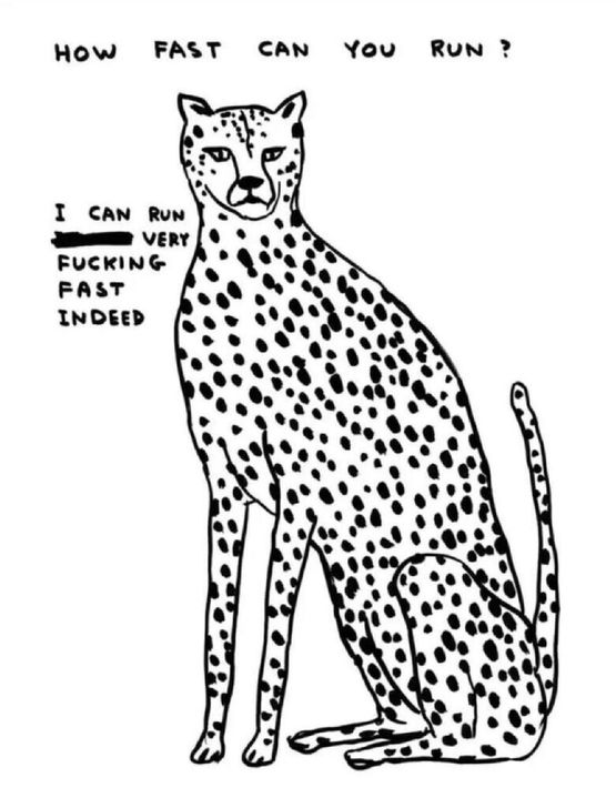 How fast can you run by David Shrigley contemporary artwork Print