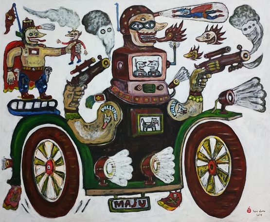 MAJU Human Development by Heri Dono contemporary artwork Painting
