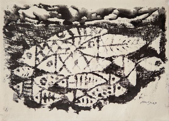 Fish by The Estate Of Anwar Jalal Shemza contemporary artwork Painting
