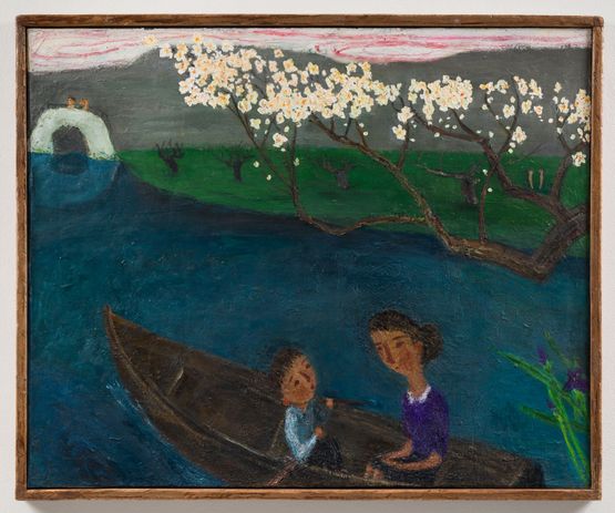 Rowing a boat by Masao Nakahara contemporary artwork Painting
