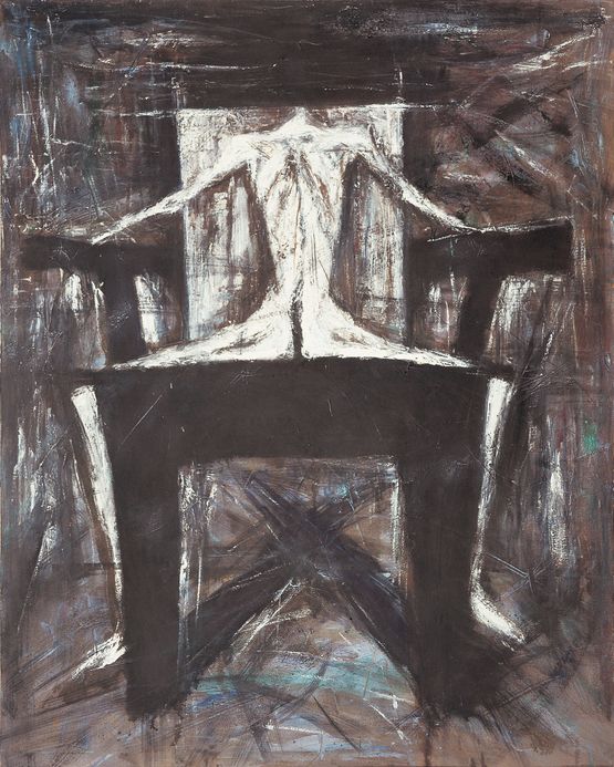 White Figure in a High-backed Chair by Mao Xuhui contemporary artwork Painting
