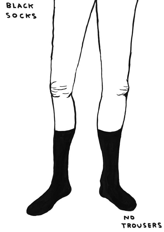 Untitled Black Socks No Trousers by David Shrigley contemporary artwork Works on Paper