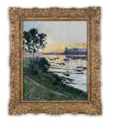 Bord de Seine effet soleil couchant by Gustave Caillebotte contemporary artwork painting