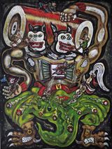 Pembawa Baterai Superhero - Superhero by Heri Dono contemporary artwork painting