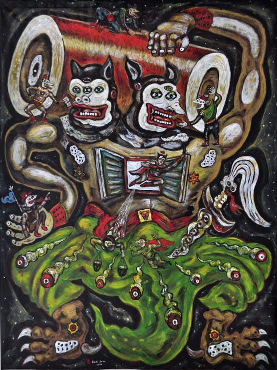 Pembawa Baterai Superhero - Superhero by Heri Dono contemporary artwork Painting