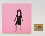Pink poppy 60s girl by Jenny Watson contemporary artwork painting textile