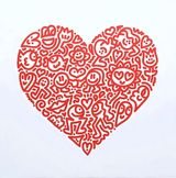 Holding Hands Red Heart by Mr Doodle contemporary artwork print