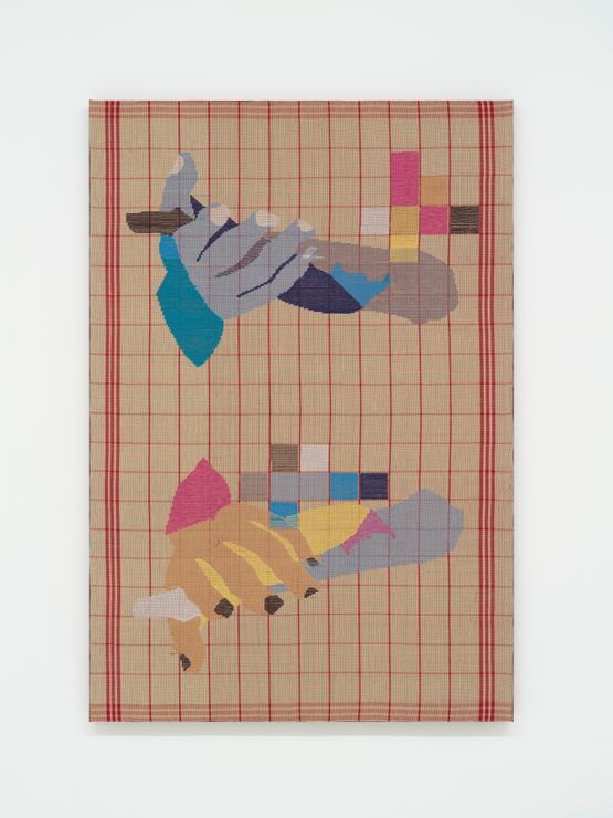 Glenn Holding Hands Posing by Miranda Fengyuan Zhang contemporary artwork Textile