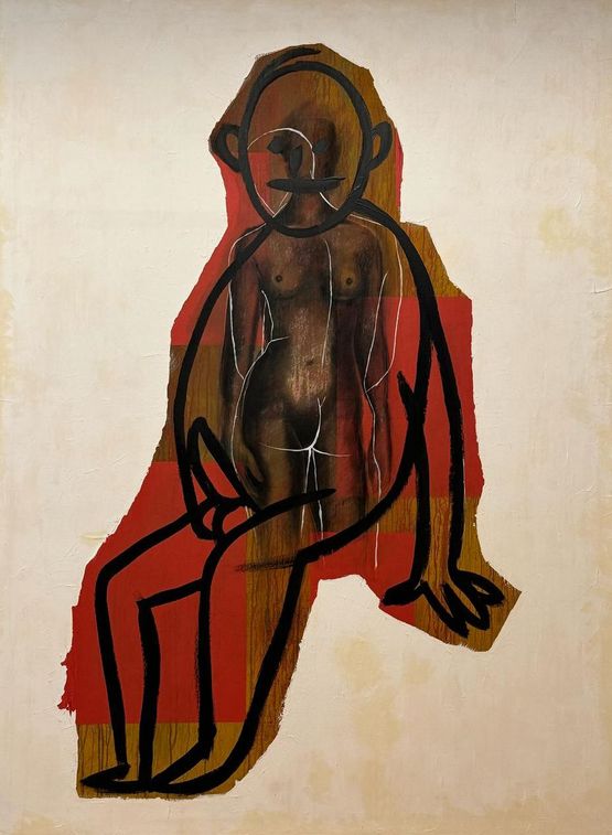 Self-portrait from the series Gefuhle N10 by Urs Luthi contemporary artwork Painting