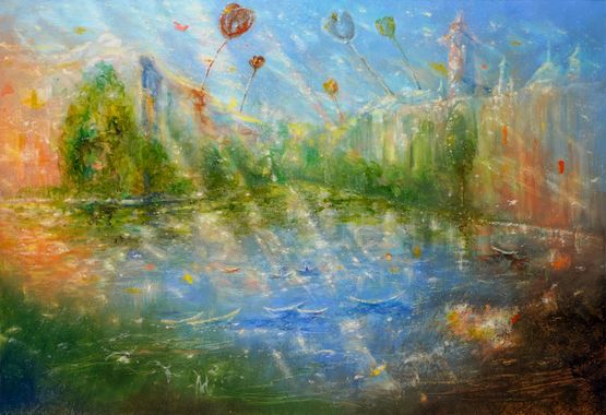Beautiful Lake by Karen Shiozawa contemporary artwork Painting