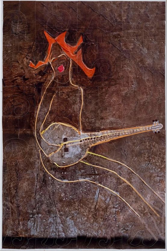 Gitar calan Playing the guitar by Azade Koker contemporary artwork Painting