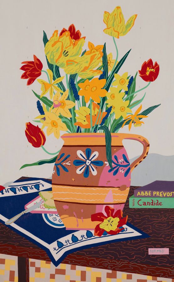 The Flowers of the Twelve Months  March Tulip and Daffodil by Michal Korman contemporary artwork Painting