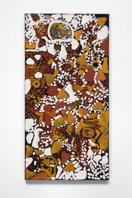 Pupuni Jilamara by Leon Russell Black contemporary artwork Painting