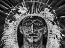 Adao Yawanawa in a headdress of eagle feathers village of Nova Esperanca Rio Gregorio Indigenous Territory state of Acre Brazil by Sebastiao Salgado contemporary artwork Photography
