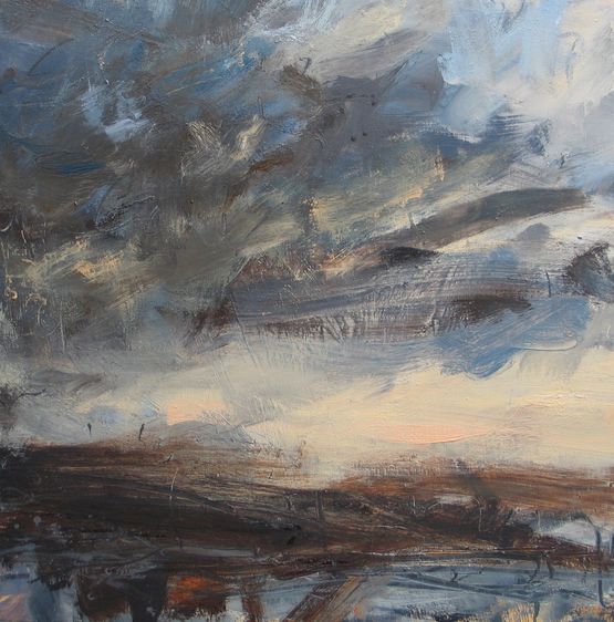 Moorland Racing Clouds Cold Breeze by Louise Balaam contemporary artwork Painting