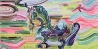 The Horse steps upon auspicious clouds by Etsu Egami contemporary artwork Painting