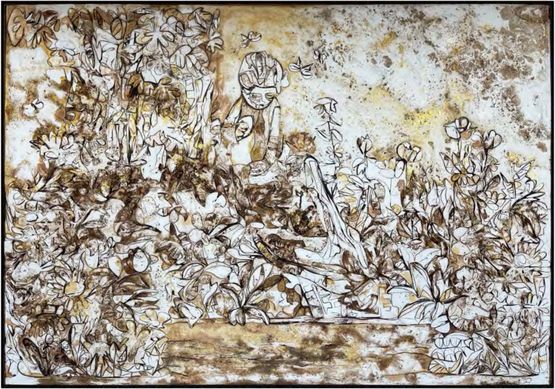 The woman with crocodiles by Ugo Schildge contemporary artwork Mixed Media
