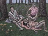With the flower boys by Johanna Helmuth contemporary artwork painting works on paper
