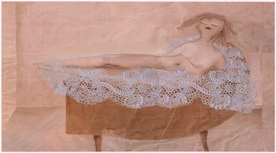 Woman taking a bath by Azade Koker contemporary artwork Painting