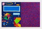 Still Life with Red and Blue Flower by Daniel Chen contemporary artwork Painting