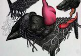 Blooded flowerscape by Pakkiyarajah Pushpakanthan contemporary artwork works on paper