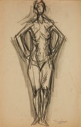 Untitled Drawing 93 by Krishna Reddy contemporary artwork drawing painting works on paper