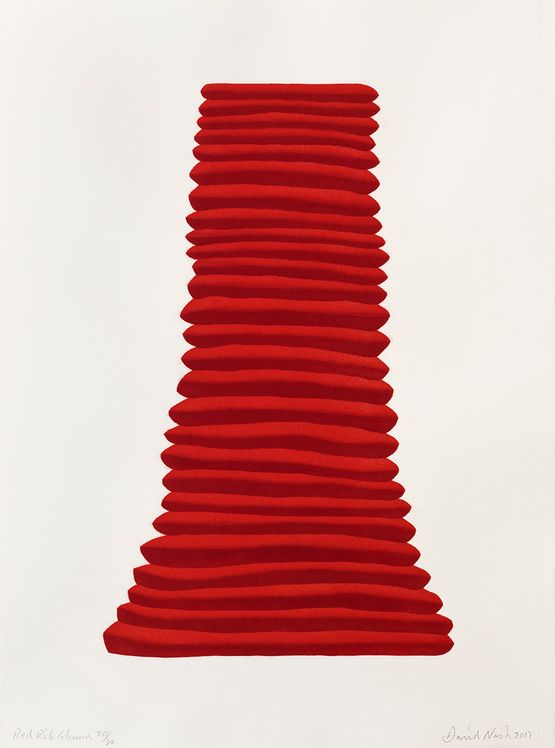 Red rib Column by David Nash contemporary artwork Works on Paper