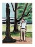 Man and Sculpture Santiniketan by Matthew Krishanu contemporary artwork Painting
