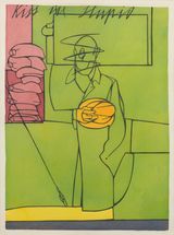 Kiss me stupid by Valerio Adami contemporary artwork works on paper