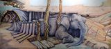 Looking at shooting an elephant after Orwell by Prabhakar Pachpute contemporary artwork drawing painting