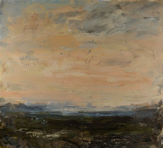 Quiet pink evening Ashdown Forest by Louise Balaam contemporary artwork Painting
