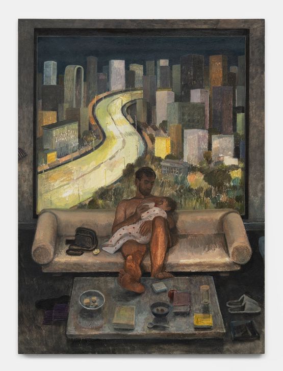 Jeremie donne le biberon by Nathanaelle Herbelin contemporary artwork Painting