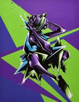 BORDER PURPLE GREEN by Morita Manabu By Wood contemporary artwork painting