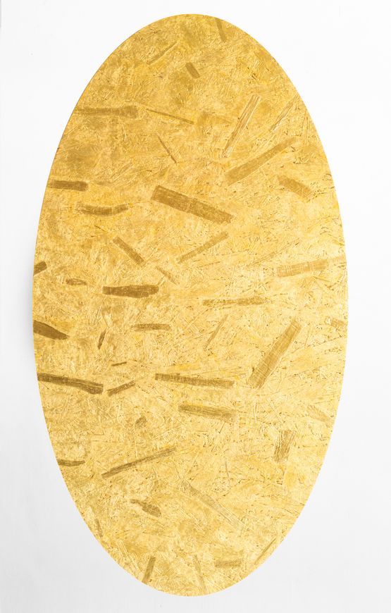 Transcendence Gold Oval by Abdus Salaam contemporary artwork Sculpture