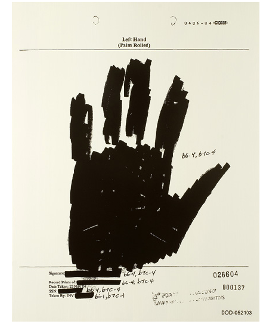 Left Hand Palm Rolled by Jenny Holzer contemporary artwork Mixed Media