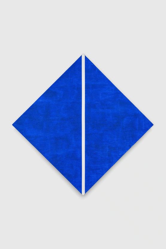 Untitled Blue Diamond with White Inner Band by Mary Corse contemporary artwork Painting