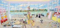 Damien Hirsts Studio by Damian Elwes contemporary artwork Painting