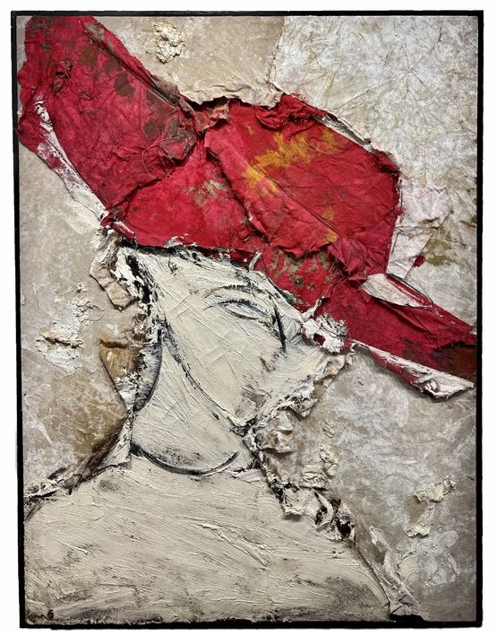 Retrato con Sombrero Rojo by Manolo Valdes contemporary artwork Painting