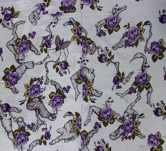 Bodies that grow purple flowers by Fatos Irwen contemporary artwork Drawing